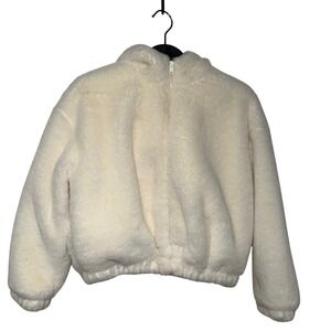 BNWOT Faux Fur Hooded Girls Jacket Size S 6/6X